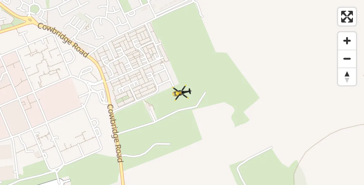 Flight path map showing Police Helicopter route from Flemingston to Flemingston