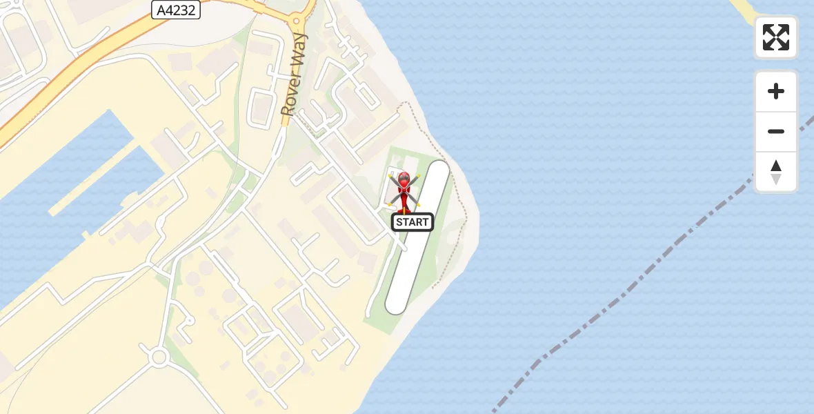 Flight path map showing Air Ambulance Helicopter route from Cardiff Heliport to Cardiff Heliport