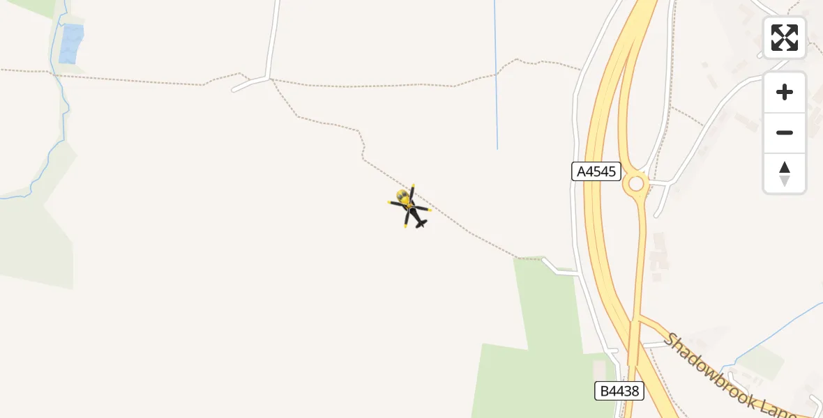 Flight path map showing Police Helicopter route from Solihull to Solihull