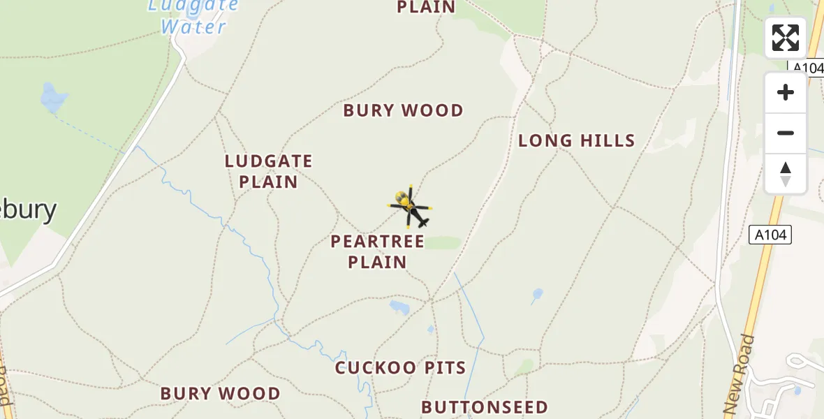 Flight path map showing Police Helicopter route from Sewardstonebury to Sewardstonebury