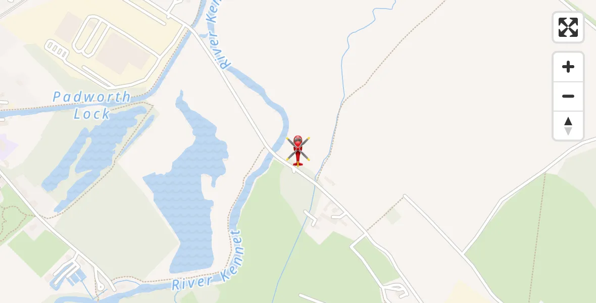 Flight path map showing Air Ambulance Helicopter route from Aldermaston Wharf to Aldermaston Wharf