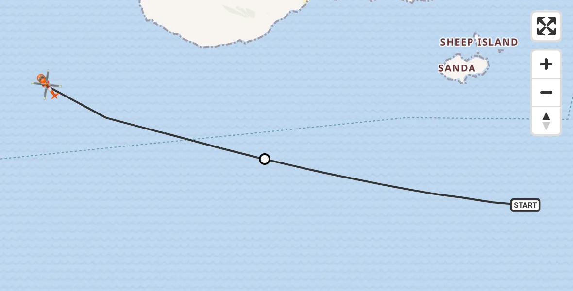 Flight path map showing Coastguard Helicopter route from Inner Seas to Inner Seas