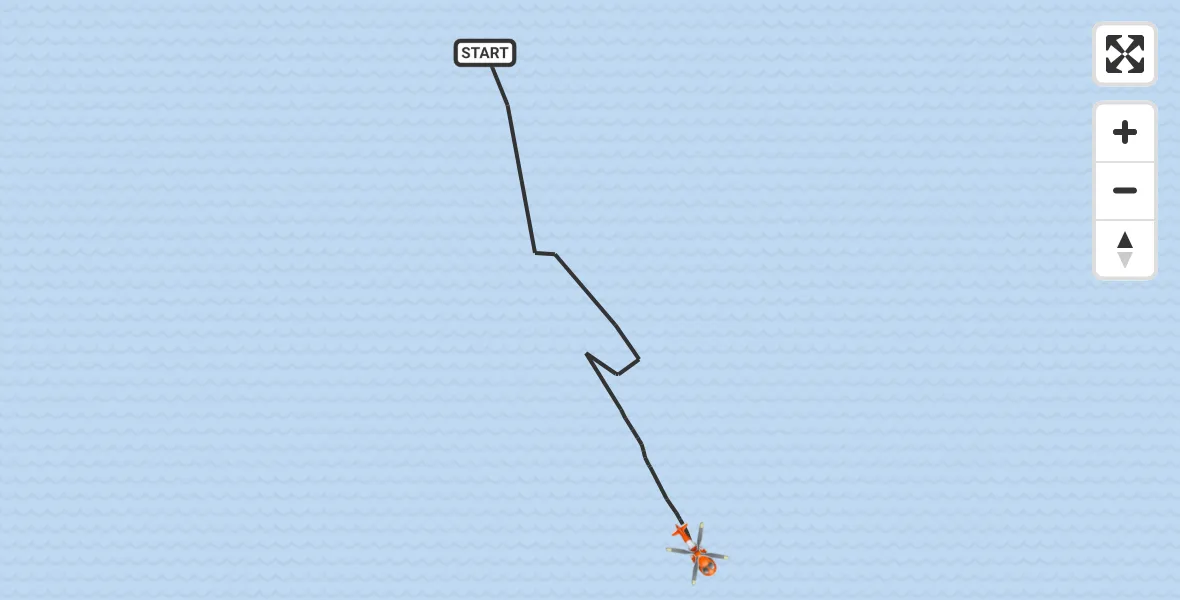 Flight path map showing Coastguard Helicopter route from Irish Sea to Irish Sea