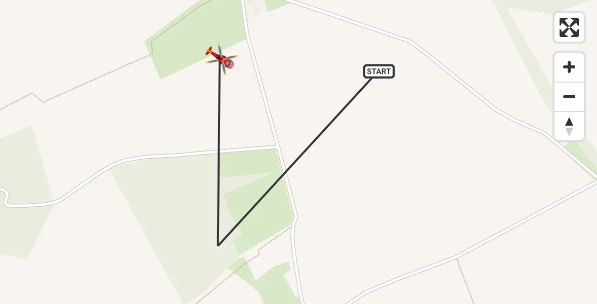 Flight path map showing Air Ambulance Helicopter route from Grateley to Grateley
