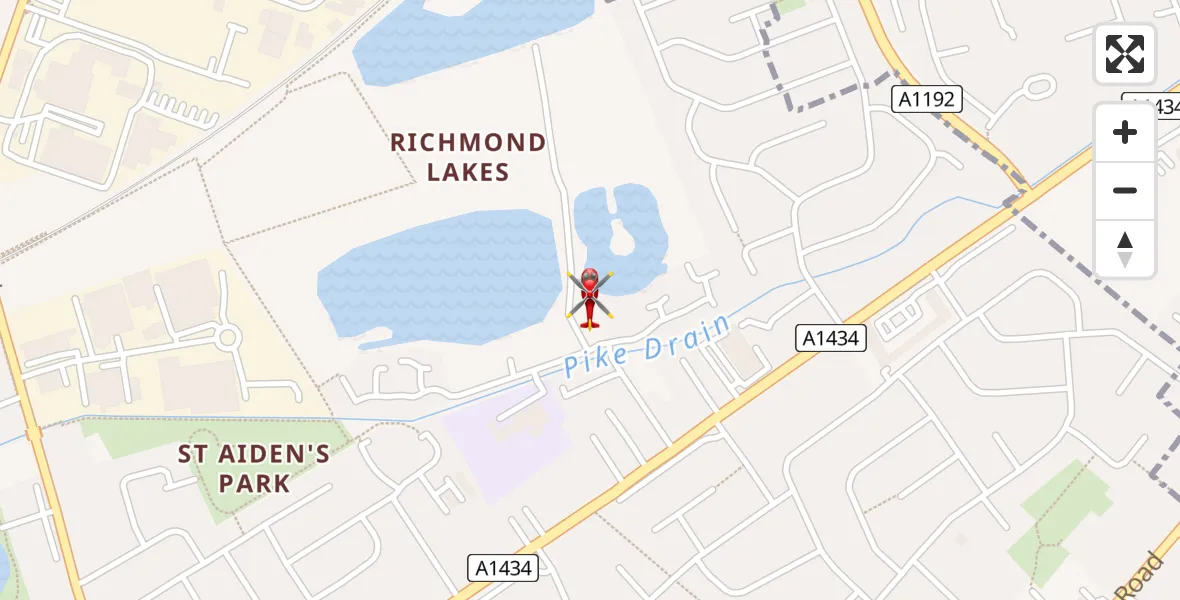 Flight path map showing Air Ambulance Helicopter route from North Hykeham to North Hykeham