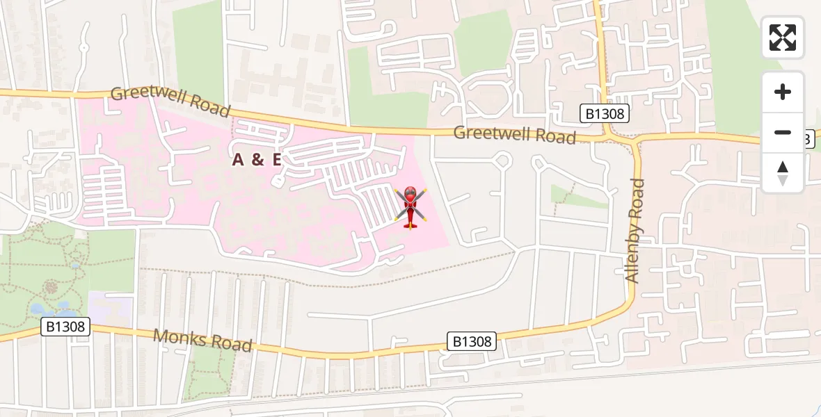 Flight path map showing Air Ambulance Helicopter route from Lincoln County Trauma Unit to Lincoln County Trauma Unit