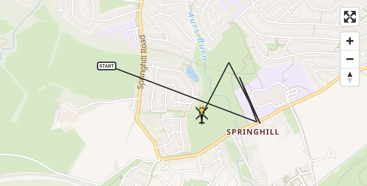 Flight path map showing Police Helicopter route from Barrhead to Barrhead