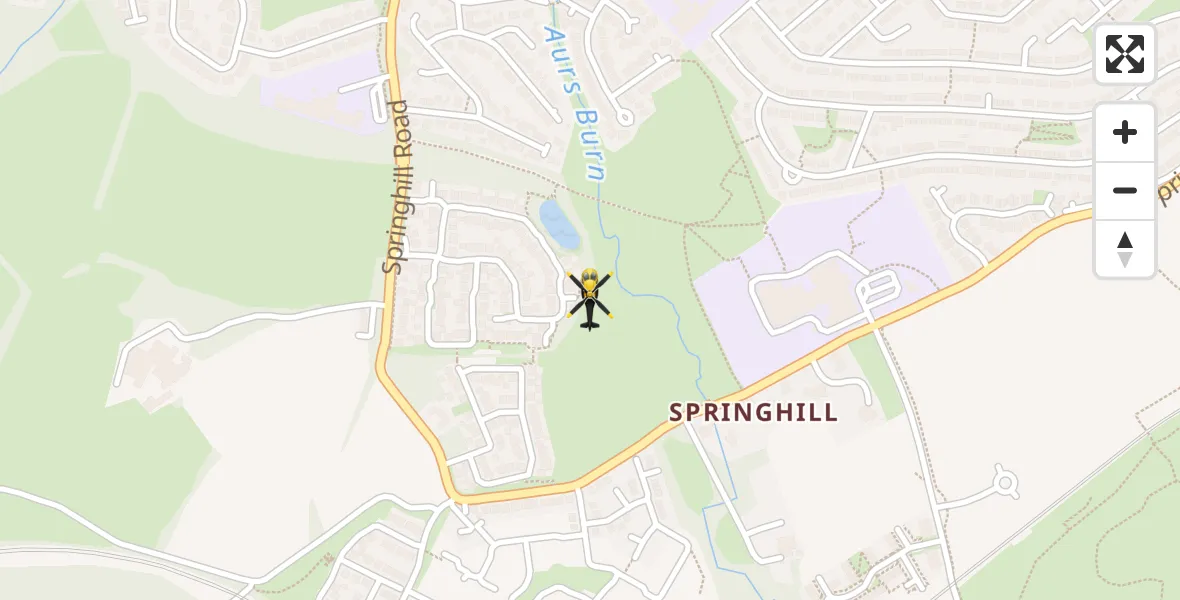 Flight path map showing Police Helicopter route from Barrhead to Barrhead