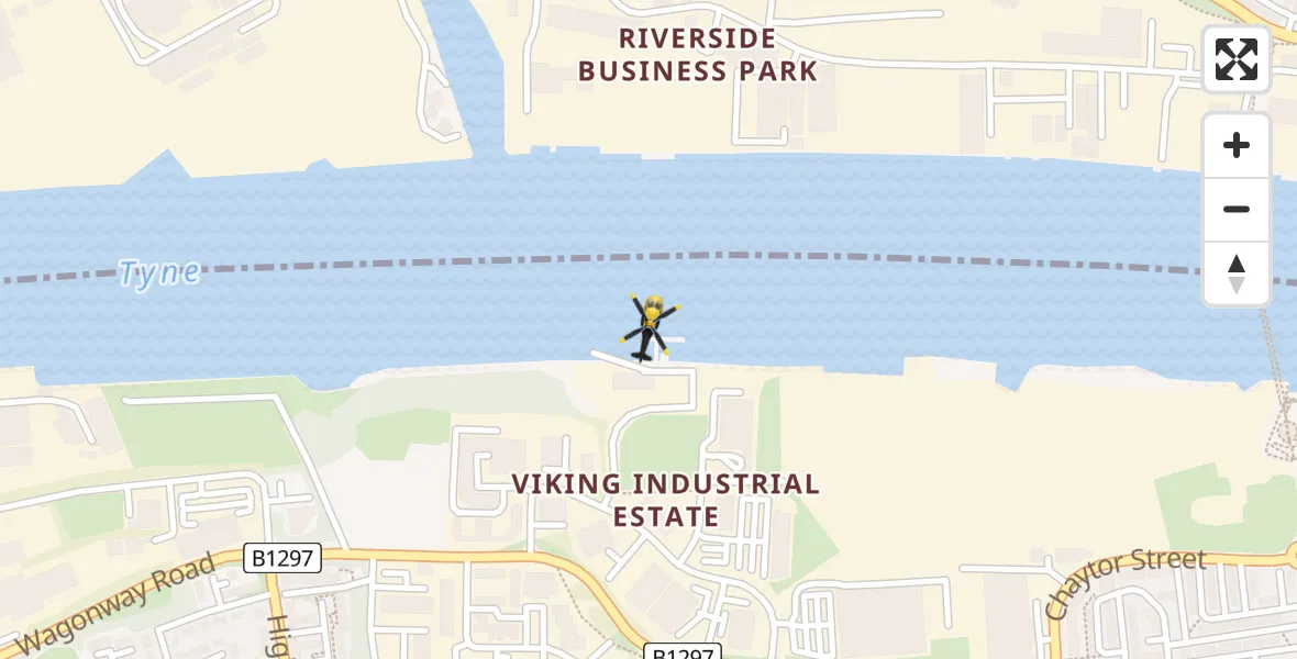 Flight path map showing Police Helicopter route from Jarrow to Jarrow