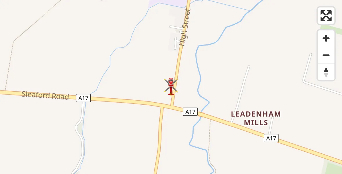 Flight path map showing Air Ambulance Helicopter route from Brant Broughton to Brant Broughton