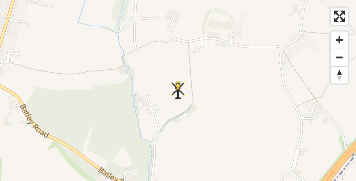 Flight path map showing Police Helicopter route from East Ardsley to East Ardsley