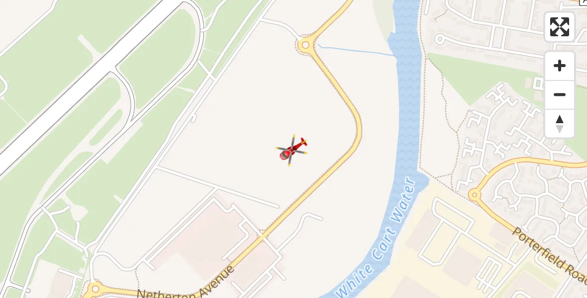 Flight path map showing Air Ambulance Helicopter route from Glasgow Airport to Glasgow Airport