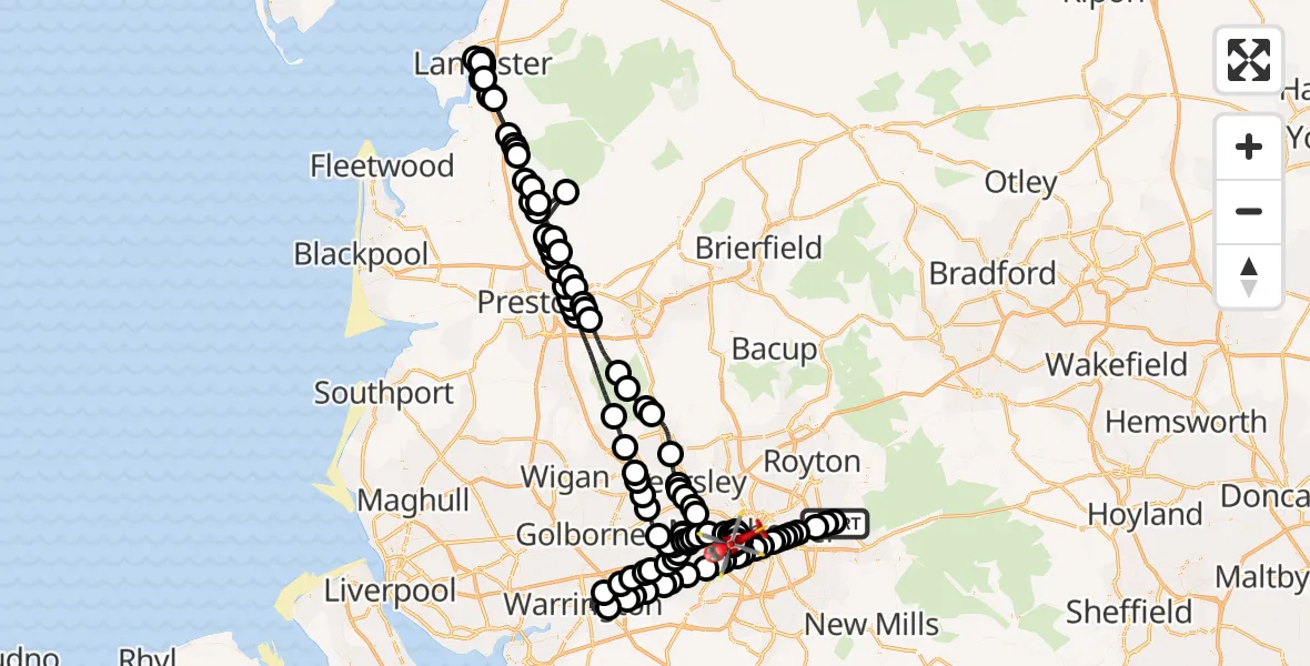 Routekaart van de vlucht: Air Ambulance Helicopter to Stretford, Colgate Lane