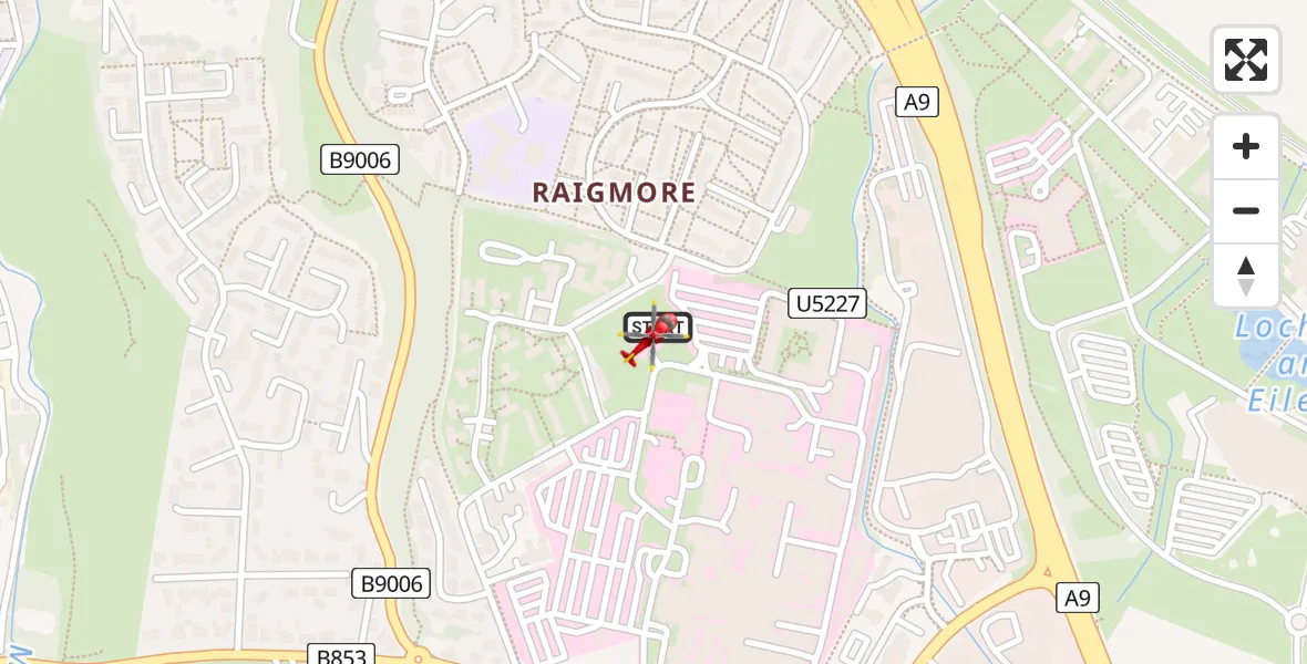 Flight path map showing Air Ambulance Helicopter route from Inverness to Inverness