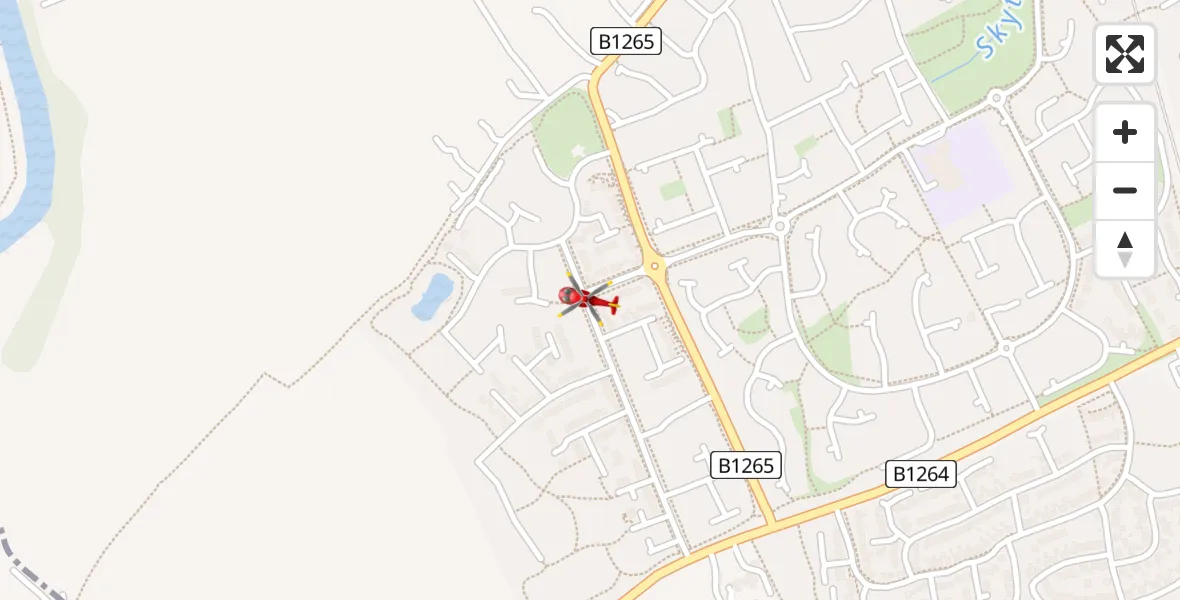 Flight path map showing Air Ambulance Helicopter route from Yarm to Yarm