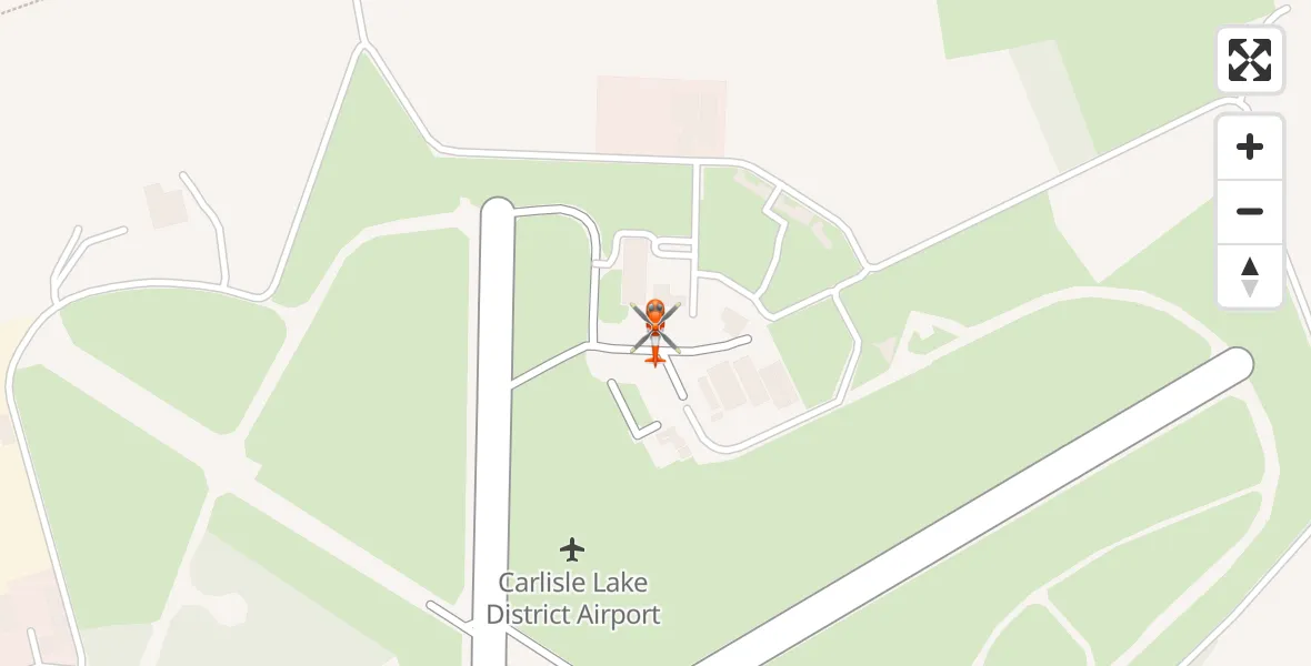 Flight path map showing Coastguard Helicopter route from Carlisle Lake District Airport to Carlisle Lake District Airport