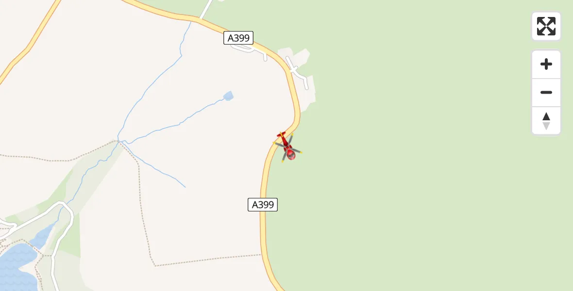 Flight path map showing Air Ambulance Helicopter route from North Devon to North Devon