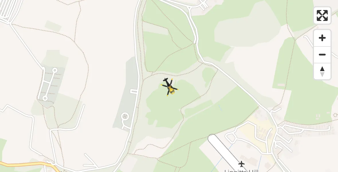 Flight path map showing Police Helicopter route from Metropolitan Police Air Support Unit Lippitts Hill to Metropolitan Police Air Support Unit Lippitts Hill