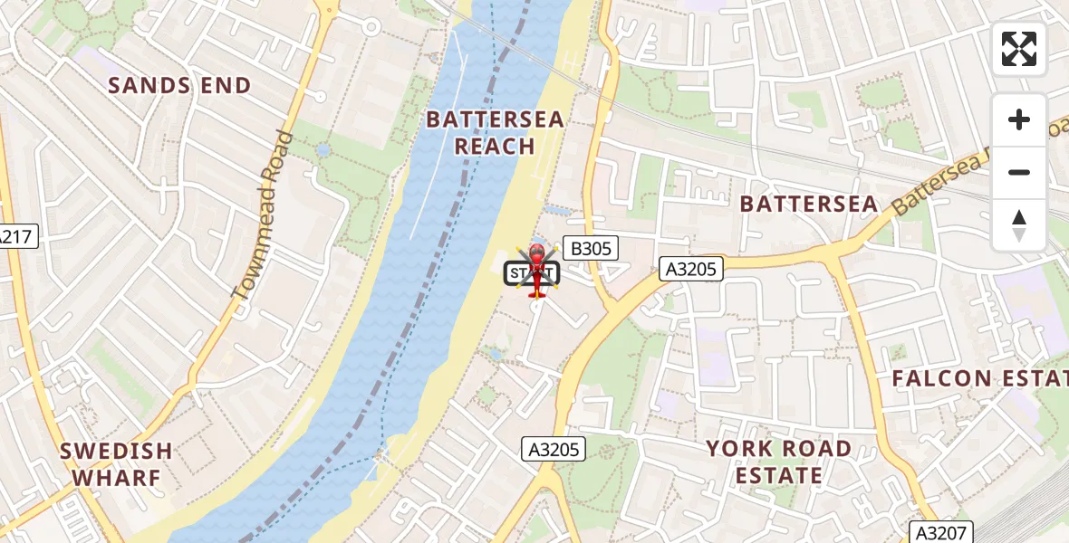 Flight path map showing Air Ambulance Helicopter route from London Heliport to London Heliport