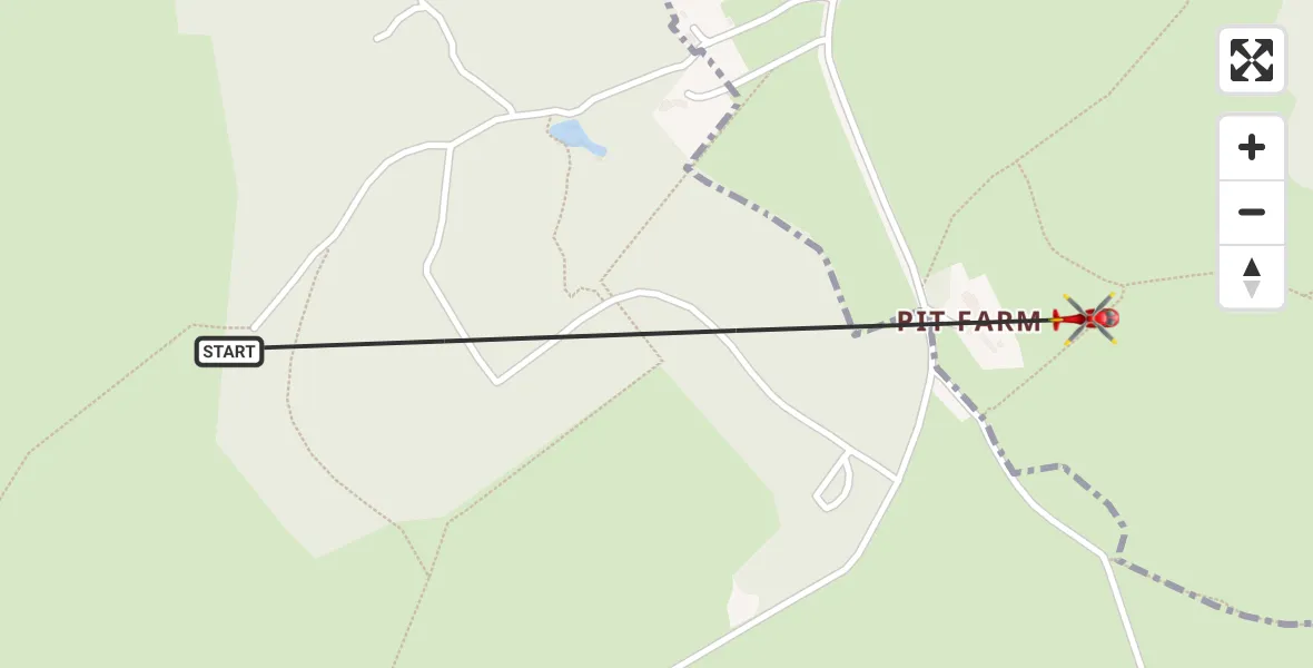 Flight path map showing Air Ambulance Helicopter route from Priddy to Priddy