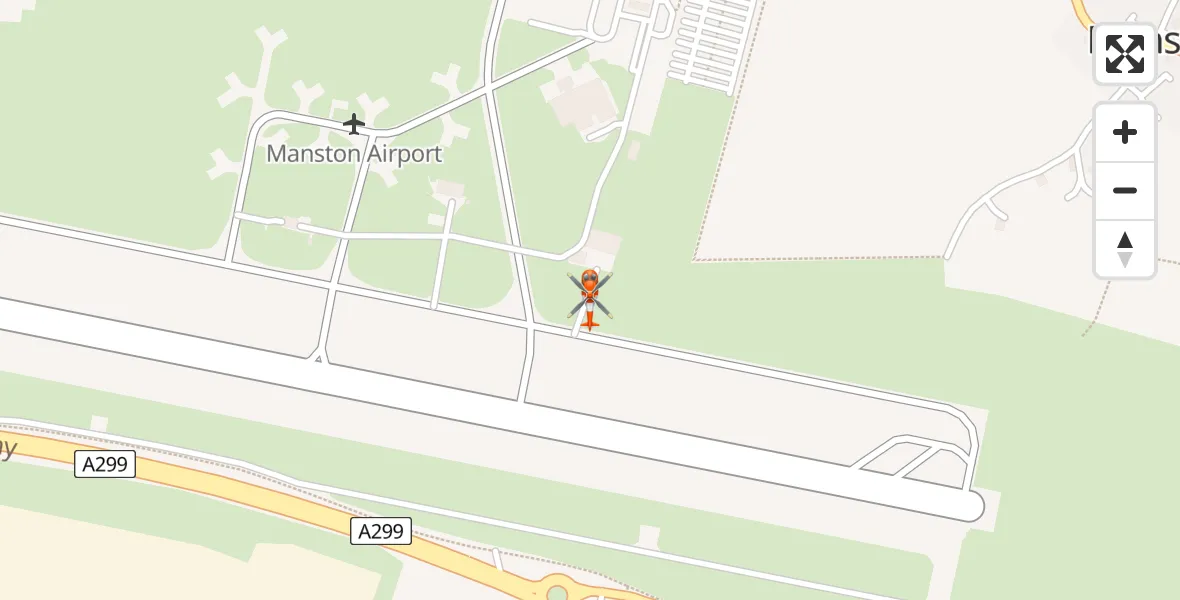 Flight path map showing Coastguard Helicopter route from Manston Airport to Manston Airport