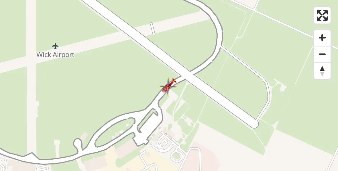 Flight path map showing Air Ambulance Helicopter route from Wick John O'Groats Airport to Wick John O'Groats Airport