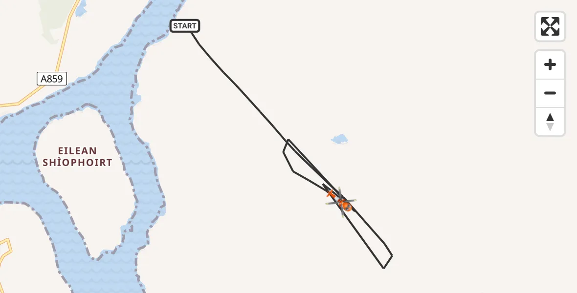 Flight path map showing Coastguard Helicopter route from Rias to Rias