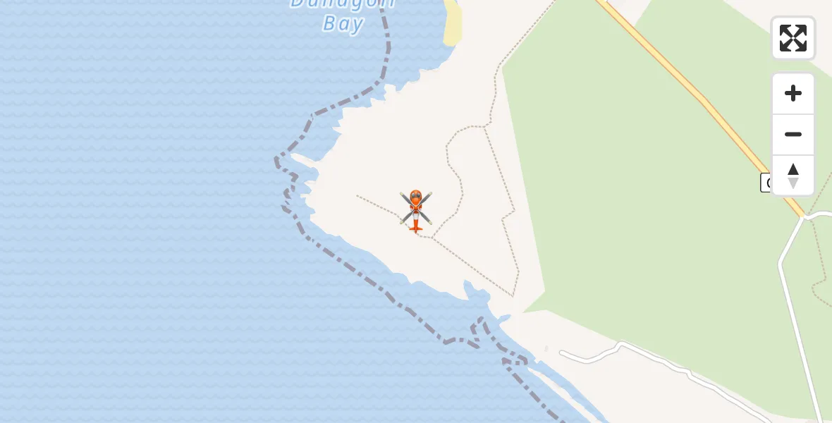 Flight path map showing Coastguard Helicopter route from Inner Seas to Inner Seas
