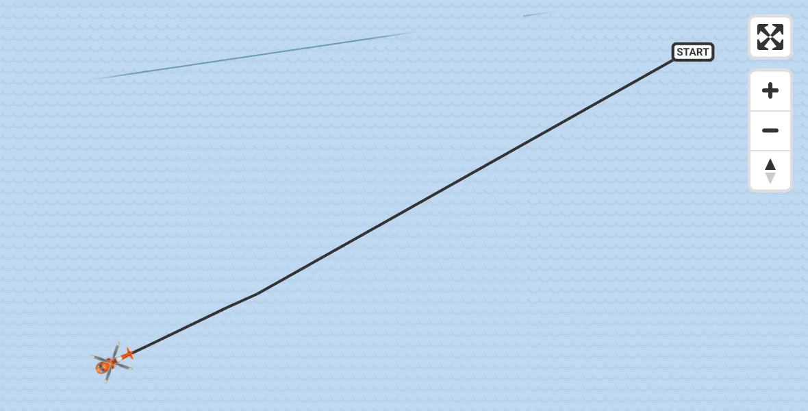 Flight path map showing Coastguard Helicopter route from Irish Sea to Irish Sea