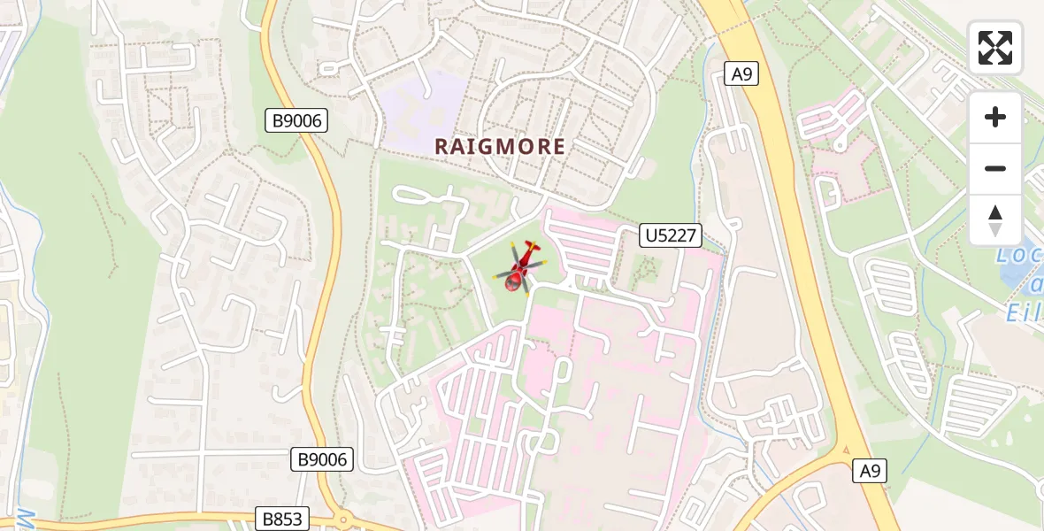 Flight path map showing Air Ambulance Helicopter route from Inverness to Inverness