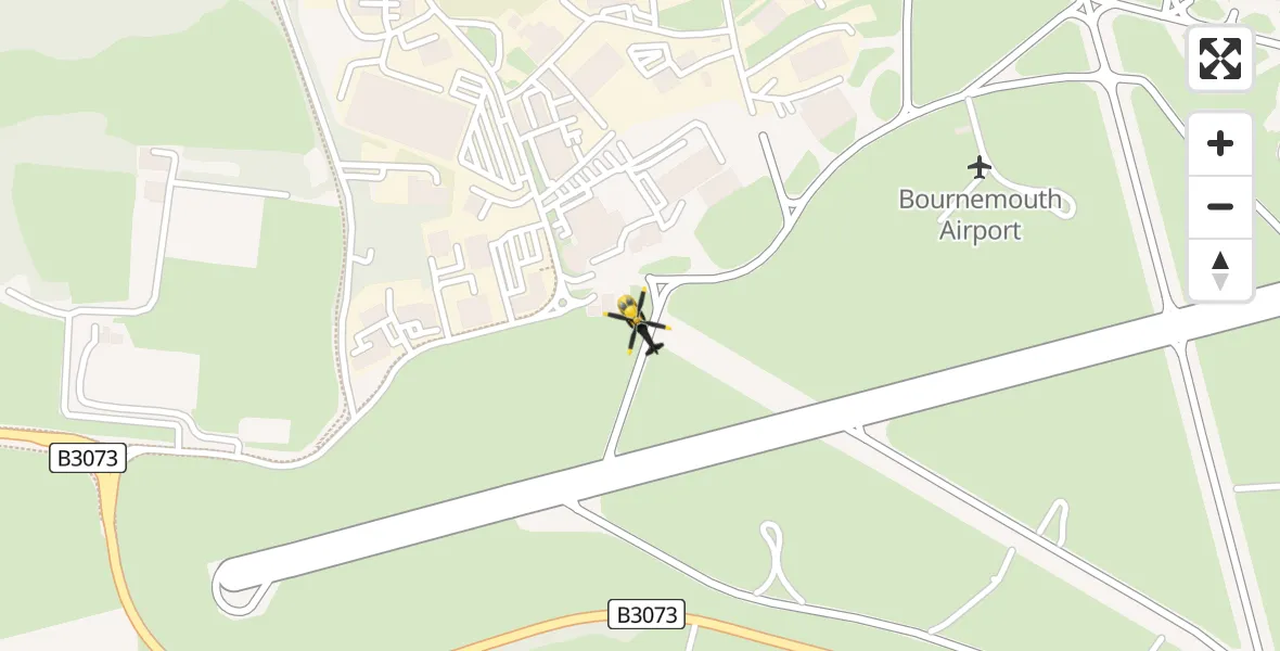 Flight path map showing Police Helicopter route from Bournemouth Airport to Bournemouth Airport