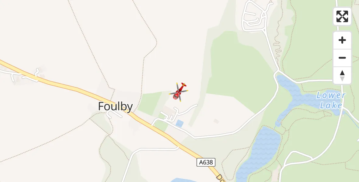 Flight path map showing Air Ambulance Helicopter route from YAA Nostell Helicopter Port to YAA Nostell Helicopter Port