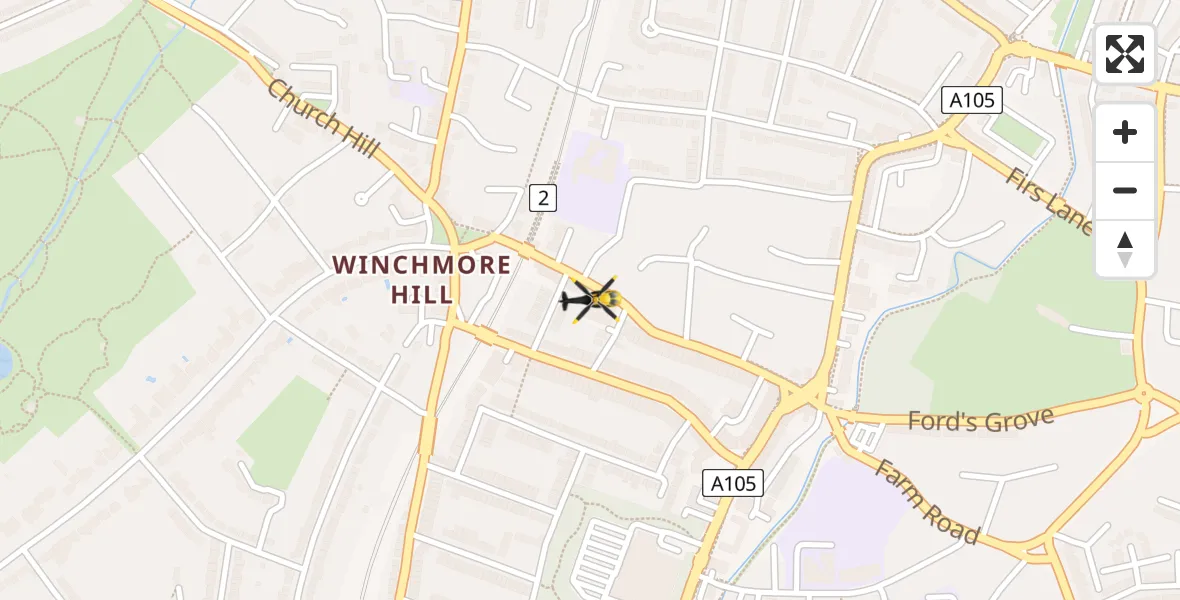 Routekaart van de vlucht: Police Helicopter to Edmonton, Station Road