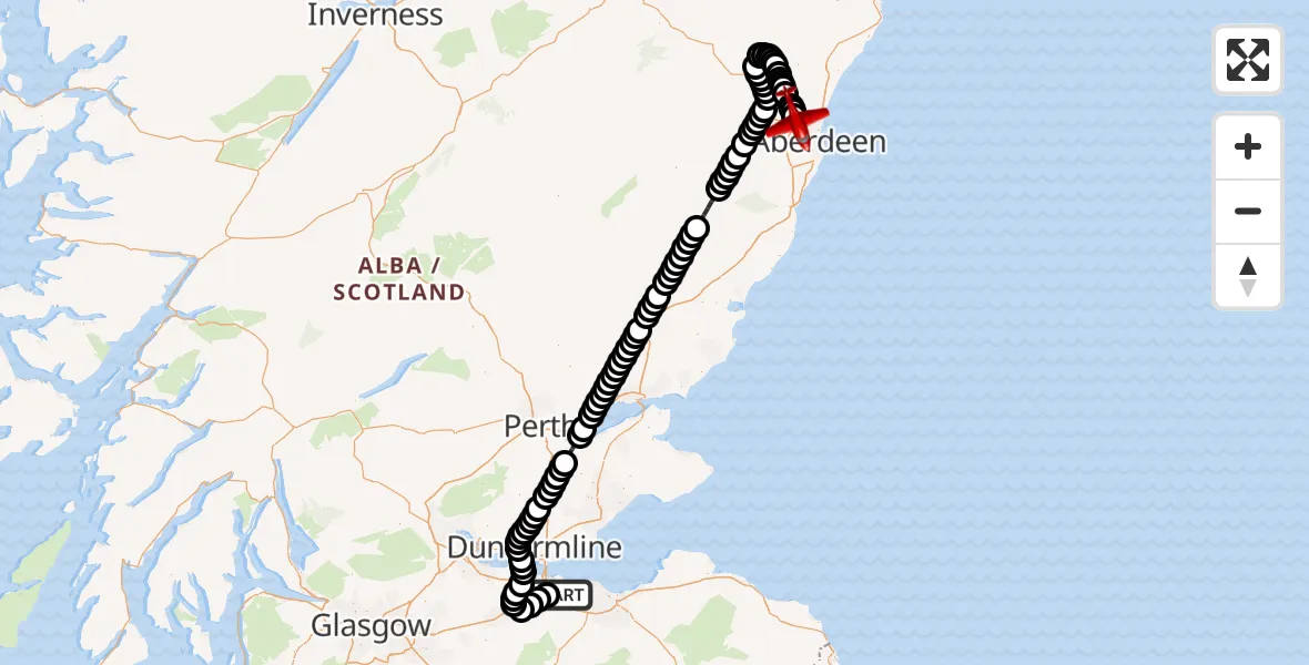 Routekaart van de vlucht: Air Ambulance Aircraft to Aberdeen International Airport