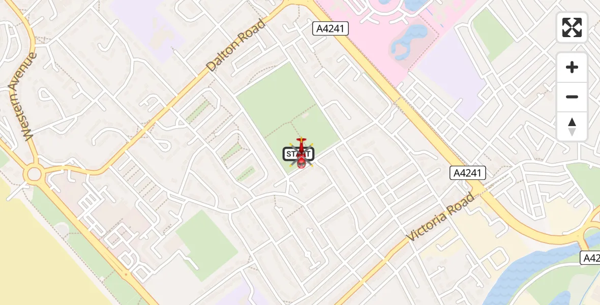 Flight route Air Ambulance Helicopter Sandfields East - Sandfields East, 11 April 2026, 07:16