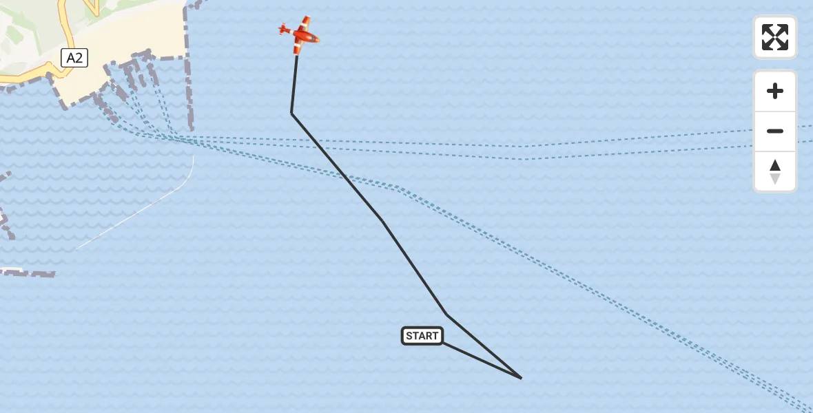 Flight path map showing Coastguard Drone route from English Channel to Dover