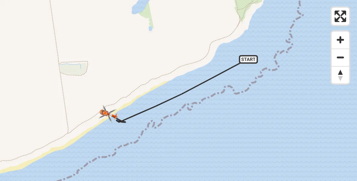 Flight path map showing Coastguard Helicopter route from Flamborough to Flamborough