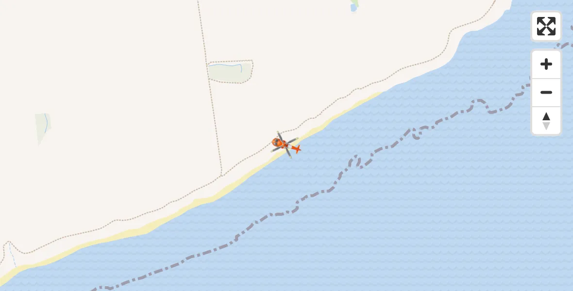 Flight path map showing Coastguard Helicopter route from Flamborough to Flamborough