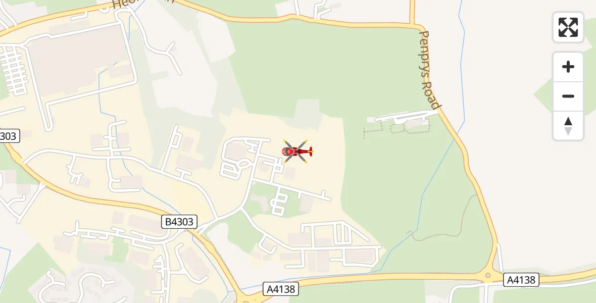 Flight path map showing Air Ambulance Helicopter route from Dafen to Dafen