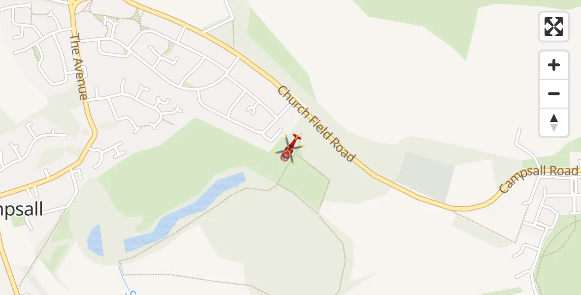 Flight path map showing Air Ambulance Helicopter route from Norton to Norton