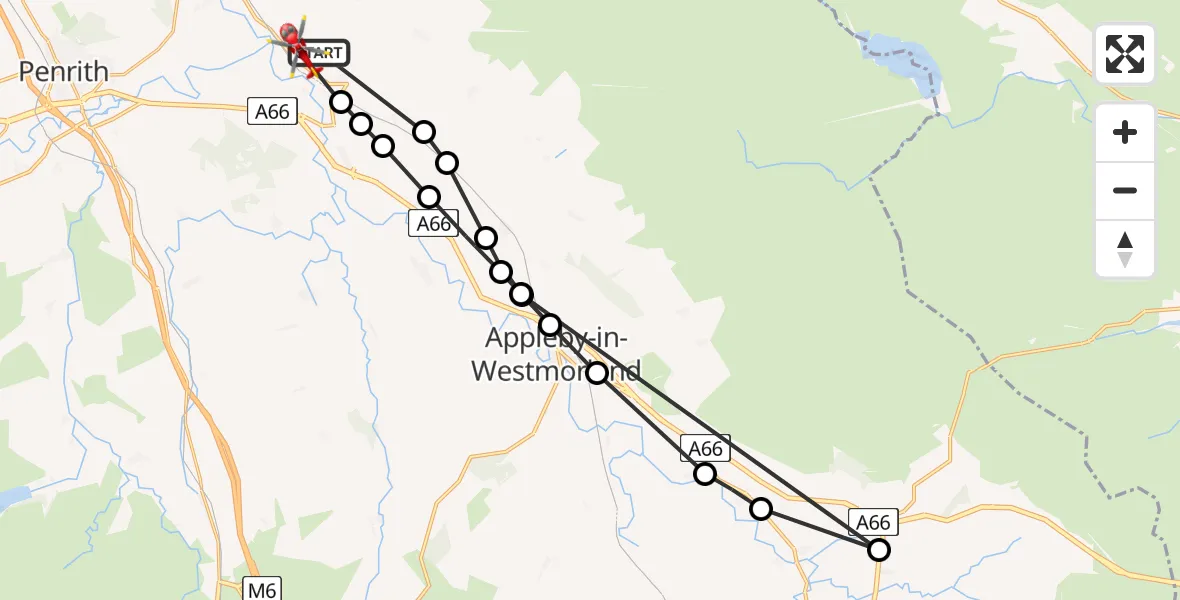 Flight path map showing Air Ambulance Helicopter route from Culgaith to Culgaith