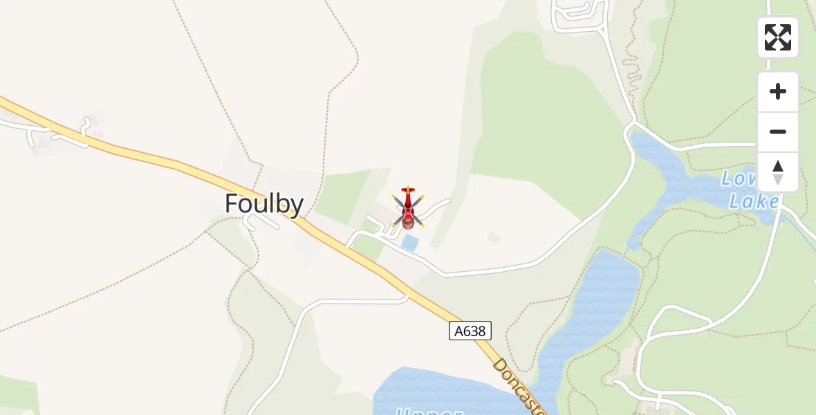 Flight path map showing Air Ambulance Helicopter route from YAA Nostell Helicopter Port to YAA Nostell Helicopter Port