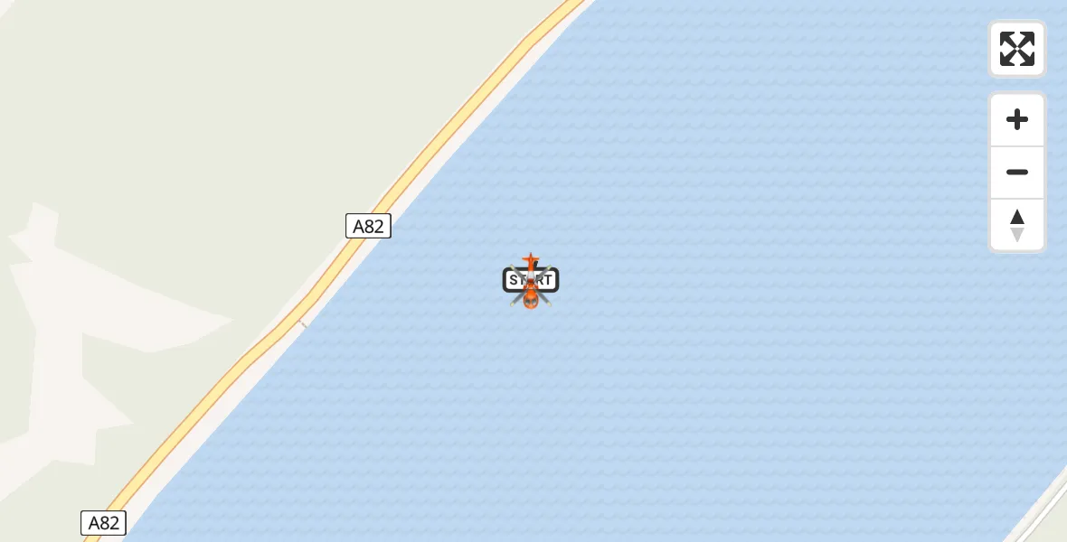 Flight path map showing Coastguard Helicopter route from Loch Ness to Loch Ness