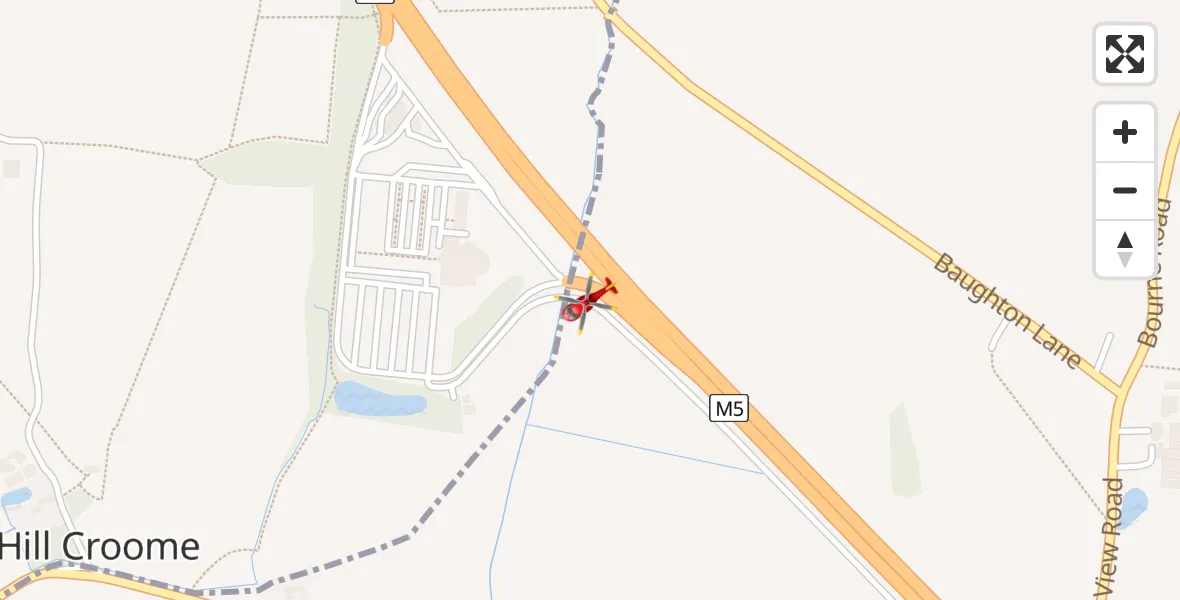 Flight path map showing Air Ambulance Helicopter route from Kinnersley to Kinnersley