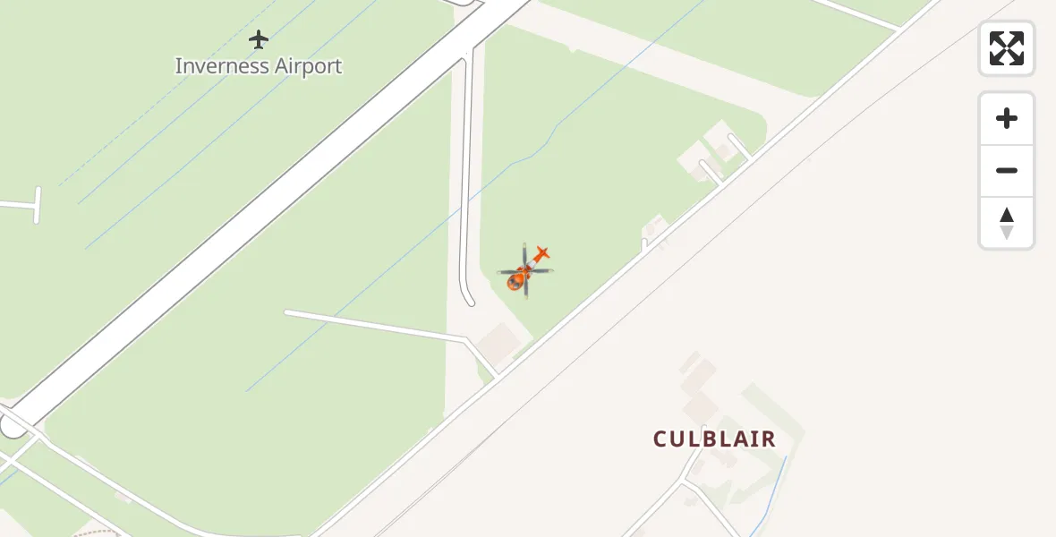 Flight path map showing Coastguard Helicopter route from Inverness Airport to Inverness Airport