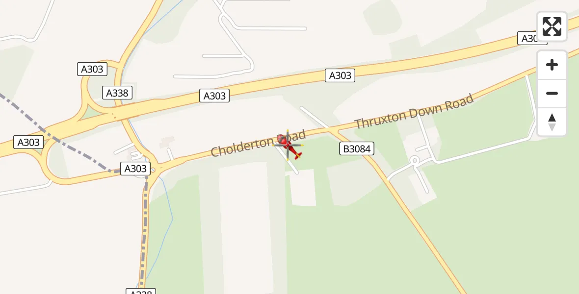 Flight path map showing Air Ambulance Helicopter route from Test Valley to Test Valley
