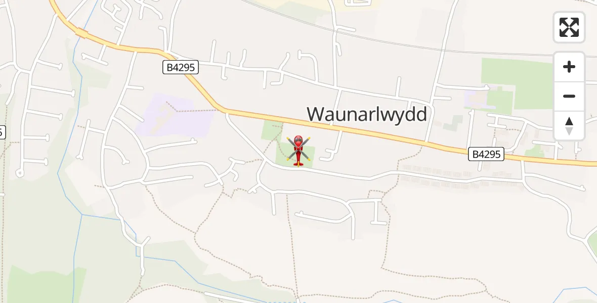 Flight path map showing Air Ambulance Helicopter route from Waunarlwydd to Waunarlwydd