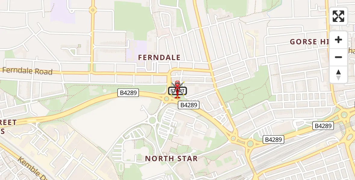 Flight path map showing Air Ambulance Helicopter route from Swindon to Swindon