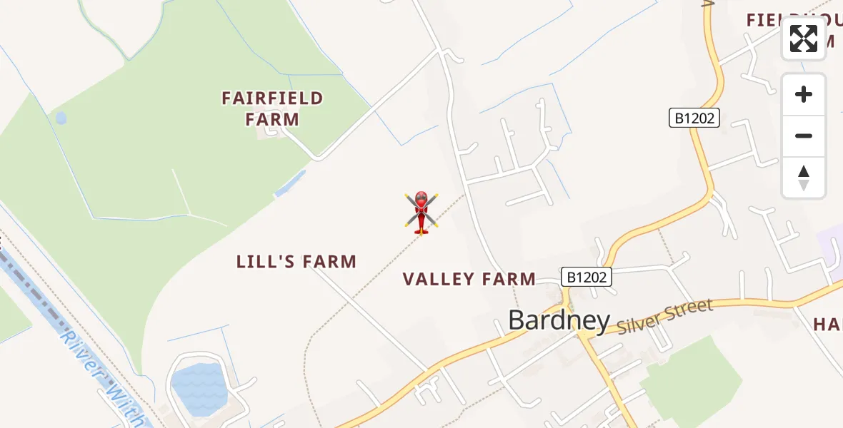 Flight path map showing Air Ambulance Helicopter route from Bardney CP to Bardney CP