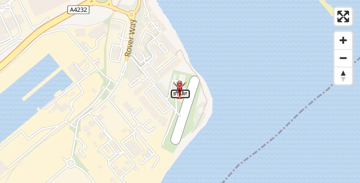 Flight path map showing Air Ambulance Helicopter route from Cardiff Heliport to Cardiff Heliport